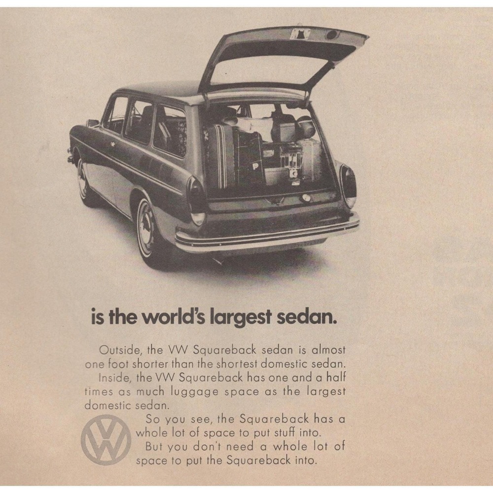 1969 Volkswagen Squareback Wagon Vintage Print Ad Mid Century European Import‎